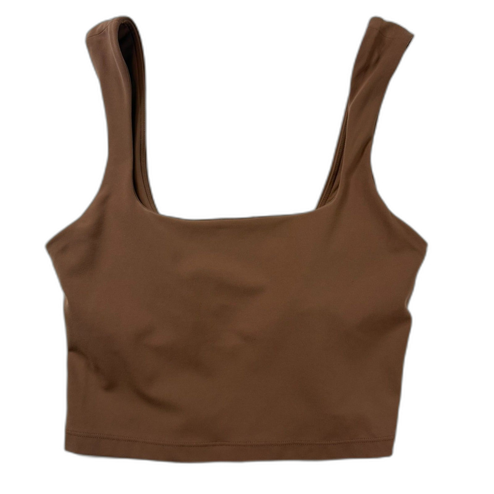 Athleta Women's Transcend Square Neck Crop Sports Bra Brown Cocoa Auburn SizeXS
